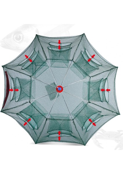 4 Delik ve Hediyeler Stili Otomatik Balık Ağı Naylon Katlanabilir Yakalama Balık Tuzak Ağları Frimp Minnows Yengeç Döküm Örgü Balıkçılık Ağı Aracı (Yurt Dışından)