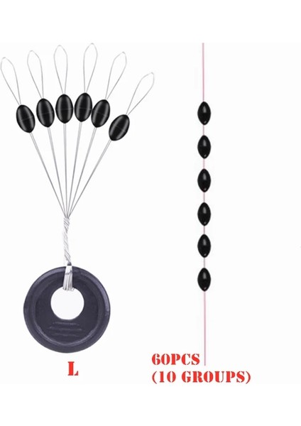 L 60 Adet 10 Grup Stili 10~30 Gruplar Float Space Bean S M L Siyah Yüksek Li Kauçuk Space Beans Oval Stoper Balıkçılık Bobber Yayın Balığı Sazan Balıkçılık Şamandıra (Yurt Dışından)