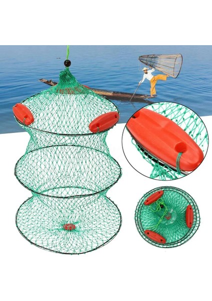 Yeşil Stil Katlanabilir Naylon Balıkçılık Yemi Net Örgü Tuzak Minnow Crawfrimp Yüzer Kafes (Yurt Dışından) fiyatları