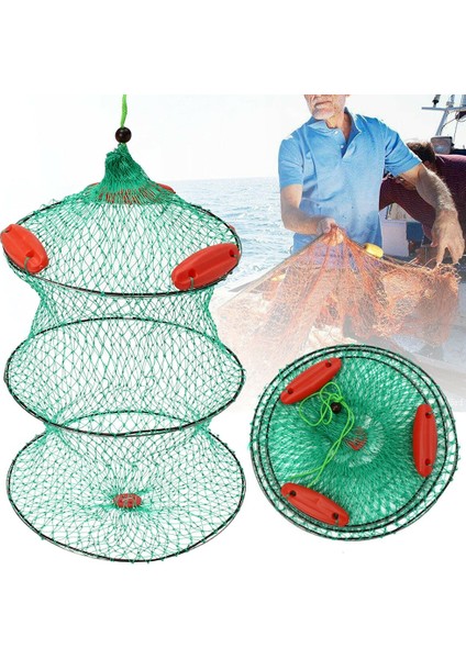 Yeşil Stil Katlanabilir Naylon Balıkçılık Yemi Net Örgü Tuzak Minnow Crawfrimp Yüzer Kafes (Yurt Dışından) fırsatları