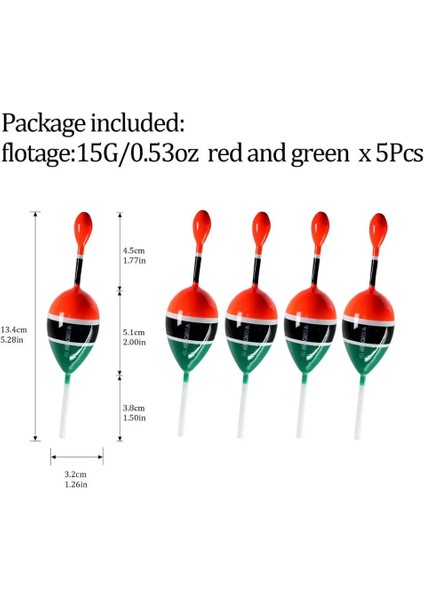 15G 2X5.28IN Yeşil Stil Xx4.8 Kayma Balıkçılık Şamandıra Bobber Crappie Bas Sazan Balıkçılık Kayma Sürüklenme Tüpü Ahşap Balıkçılık Şamandıra Bobbers (Yurt Dışından)