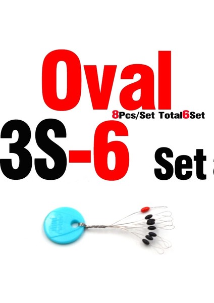 Oval 3s 6set Stili Mnft 6 Setlot (48 Adet) Kauçuk Space Beaze Siyah Oval Stoper Balıkçılık Bobber Dikey Fasulye Sazan Olta Takımı Kolay Kullanım (Yurt Dışından)