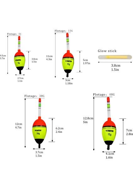 5g Yüzer Tarzı Night Glow Fishing Float G 15G 30G 40G Eva Float+ Glow Light Işıklı Çubuk Balıkçılık Şamandıraları Aydınlatma Şamandıraları Tüp (Yurt Dışından) modelleri