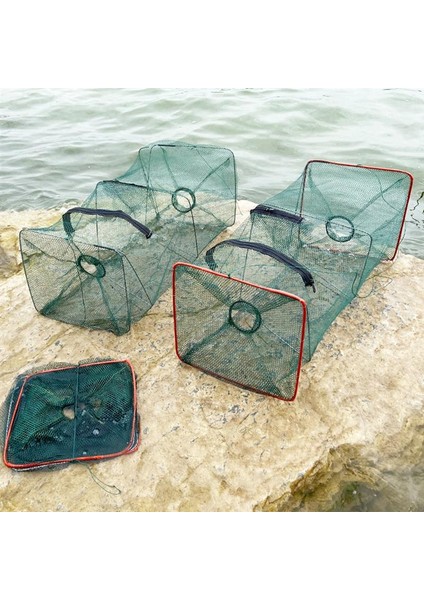 23X23X46CM Stili Balık Ağı Katlanabilir Taşınabilir Dip Net Balık Kafesi Naylon Çelik Tel Balıkçılık Pot Karides El Tuzağı Balıkçılık Ağı Tuzak Kafesi (Yurt Dışından)