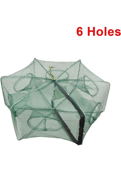 Yeşil Stil 6 Delik Otomatik Balık Ağı Karides Kafesi Naylon Katlanabilir Yengeç Balık Tuzağı Döküm Crayfrimp Catcher Tank Tuzak Kafesleri Раколовк (Yurt Dışından)