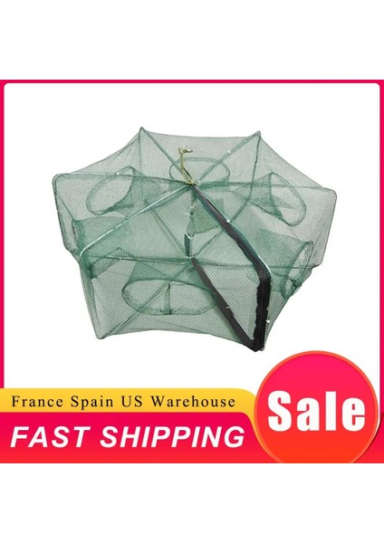 Yeşil Stil 6 Delik Otomatik Balık Ağı Karides Kafesi Naylon Katlanabilir Yengeç Balık Tuzağı Döküm Crayfrimp Catcher Tank Tuzak Kafesleri Раколовк (Yurt Dışından)