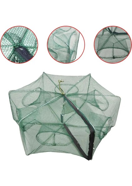 Yeşil Stil 6 Delik Otomatik Balık Ağı Karides Kafesi Naylon Katlanabilir Yengeç Balık Tuzağı Döküm Crayfrimp Catcher Tank Tuzak Kafesleri Раколовк (Yurt Dışından)
