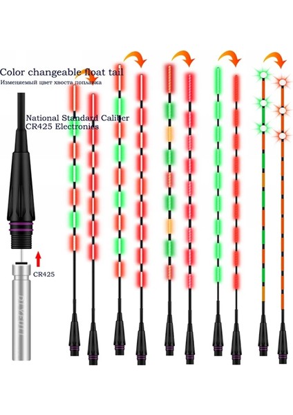 No.9 Renk Değişimi 1pc Stili 1 Adet Akıllı Aydınlık Şamandıra Kuyruk Arayüzü Çıkış Çapı Renk Değiştirilebilir Kuyruk Elektrikli Şamandıra Kuyruğu Pil Olmadan (Yurt Dışından) modelleri
