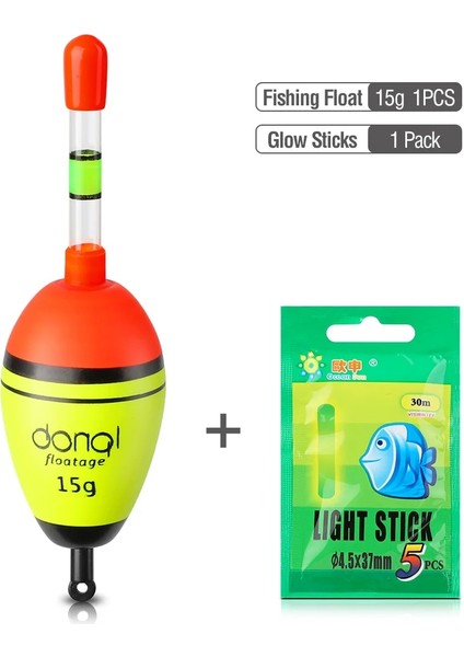 30M-15G Tarzı Donql Balıkçılık Aydınlık Şamandıra Eva Yüksek Li Balıkçılık Şamandıra Bobber Deniz Balıkçılık Aksesuarları Araçları Için 5 Gece Lambası Çubukları ile (Yurt Dışından)
