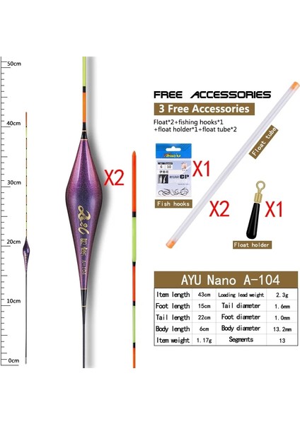 A-104 Stili 2 Adetlot Balıkçılık Şamandıraları + 2 Tüpler + 1 Şamandıra Tutucu + 1 Çanta Kancaları Göz Alıcı Göl Nehir Şamandıra Nano Bobber Olta Takımı Aksesuarları (Yurt Dışından)