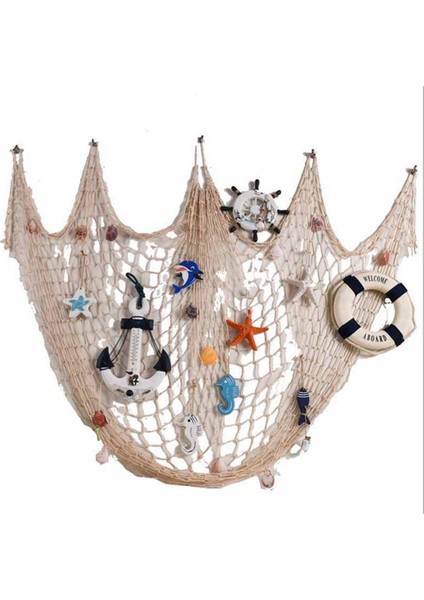 Deniz Balık Ağı Okyanus Tarzı Yumuşak Yükleme Balık Ağı El Dokuması Şamandıra Kabuğu Duvar Dekorasyonu (Yurt Dışından) fiyatları