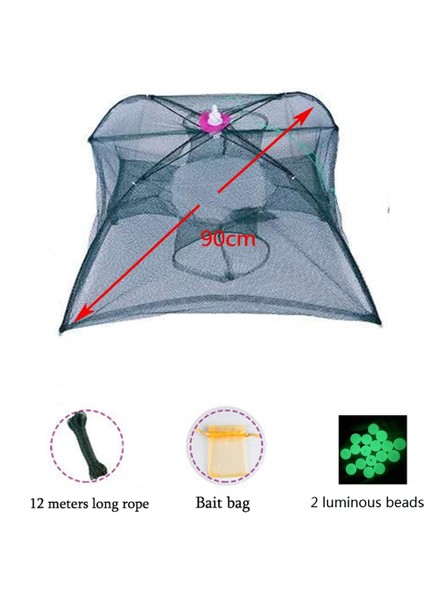 A- 4 Delik Stili Katlanır Taşınabilir Altıgen Net Balık Ağı Döküm Kerevit Yakalayıcı Balık Tuzağı Karides Yakalayıcı Tank Kafes Ağı (Yurt Dışından)