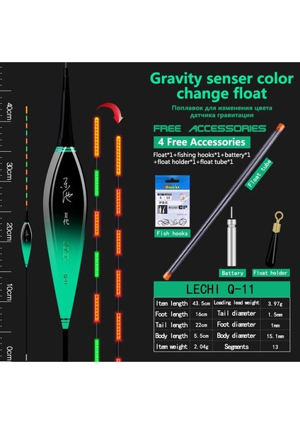 Q11 Stili 1 Parça Yerçekimi Sensörü Şamandıra Akıllı Olor Değiştirilebilir Şamandıra Nano Aydınlık Bobber Göl Nehir Olta Takımı Aksesuarları (Yurt Dışından)