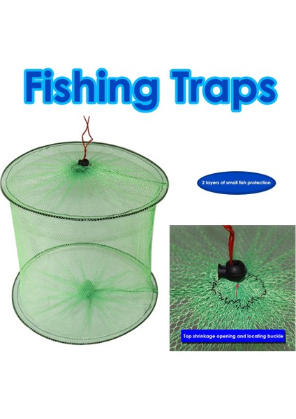 1 Adet Tarzı Katlanır Yuvarlak Metal Çerçeve Naylon Örgü Yengeç Crawdad Karides Minnow Yem Tuzağı Döküm Balık Ağı Katlanabilir 2 Katmanlı Balık Koruma Ağları (Yurt Dışından) fırsatları