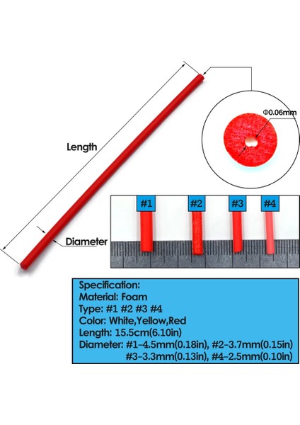 10 Adet Sarı Boyut 4 Tarzı Mnft Balıkçılık Şamandıra Dıy Yapımı Merkezi Delik ile Yüksek Yoğunluklu Silindir Köpük Sazan Takımı Tüp Şamandıra Kol (Yurt Dışından) modelleri
