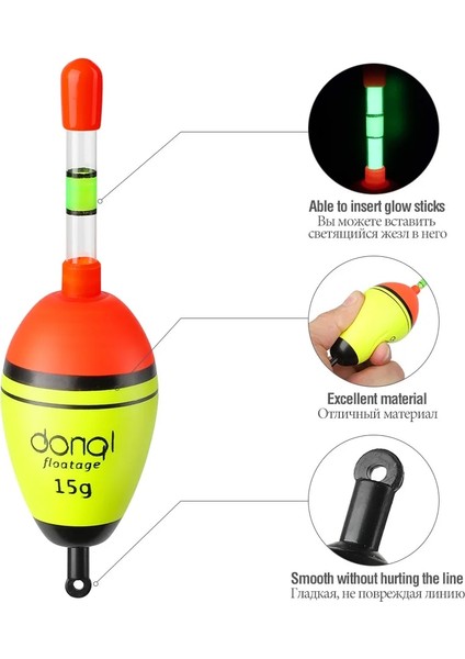 30M-10G Tarzı Donql Balıkçılık Aydınlık Şamandıra Eva Yüksek Li Balıkçılık Şamandıra Bobber Deniz Balıkçılık Aksesuarları Araçları Için 5 Gece Lambası Çubukları ile (Yurt Dışından) indirimleri