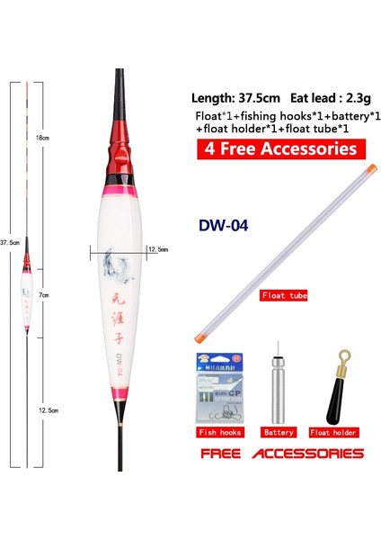 Dw-04 Stili 1 Adet Aydınlık Balıkçılık Şamandıra + 1 Pil + 1 Şamandıra Tüpü + 1 Şamandıra Tutucu + 1 Çanta Balıkçılık Kancaları Tatlı Su Elektrikli Nano Olta Takımı (Yurt Dışından)