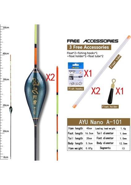 A-101 Stili 2 Adetlot Balıkçılık Şamandıraları + 2 Tüpler + 1 Şamandıra Tutucu + 1 Çanta Kancaları Göz Alıcı Göl Nehir Şamandıra Nano Bobber Olta Takımı Aksesuarları (Yurt Dışından)