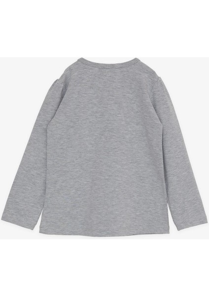 Kız Çocuk Uzun Kollu Tişört Sevimli Geyikler Baskılı 2-6 Yaş, Gri Melanj fiyatları