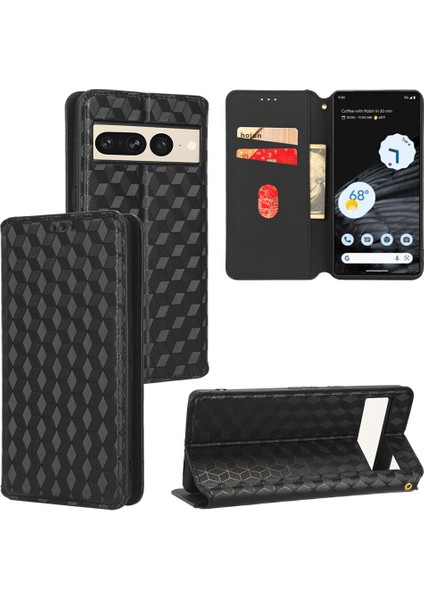 Google Pixel 7 Pro ile Uyumlu Cüzdan Hakiki Deri Darbeye Dayanıklı Tpu Kılıf Dayanıklı Flip Kitap Katlama Standı (Yurt Dışından)