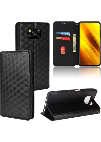 Xiaomi Mi Poco X3 Nfc ile Uyumlu Cüzdan Hakiki Deri Darbeye Dayanıklı Tpu Kılıf Dayanıklı Flip Kitap Katlama Standı (Yurt Dışından)