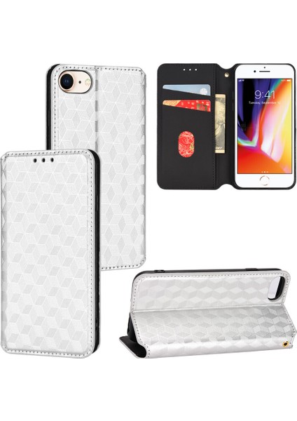 Apple iPhone 7/8/se2/se3 ile Uyumlu Cüzdan Hakiki Deri Darbeye Dayanıklı Tpu Kılıf Dayanıklı Flip Kitap Katlama Standı (Yurt Dışından)