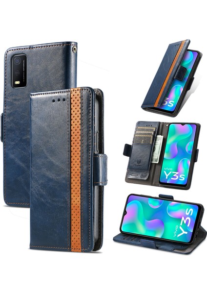 Vivo Y3S 2021 Cüzdan Kılıfı, Kart Tutuculu Pu Deri Flip Kılıf Rfıd Engelleme Kickstand Telefon Kapağı (Yurt Dışından)