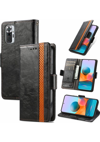 Xiaomi Redmi Note 10 Pro Cüzdan Kılıfı, Kart Tutuculu Pu Deri Flip Kılıf Rfıd Engelleme Kickstand Telefon Kapağı (Yurt Dışından)