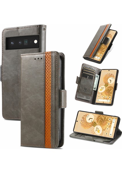 Google Pixel 6 Cüzdan Kılıfı, Kart Tutuculu Pu Deri Flip Kılıf Rfıd Engelleme Kickstand Telefon Kapağı (Yurt Dışından)