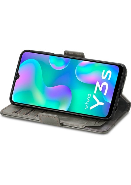 Vivo Y3S 2021 Cüzdan Kılıfı, Kart Tutuculu Pu Deri Flip Kılıf Rfıd Engelleme Kickstand Telefon Kapağı (Yurt Dışından) modelleri