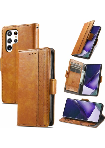 Samsung Galaxy S22 Ultra Cüzdan Kılıfı, Kart Tutuculu Pu Deri Flip Kılıf Rfıd Engelleme Kickstand Telefon Kapağı (Yurt Dışından)