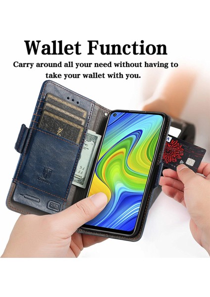 Redmi Note 9 4g Cüzdan Kılıfı, Kart Tutuculu Pu Deri Flip Kılıf Rfıd Engelleme Kickstand Telefon Kapağı (Yurt Dışından)