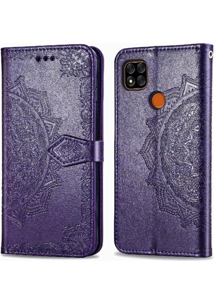 Redmi 9c Deri Kılıf Için Kılıf Zarif Desen Basit Iş Çevirme (Yurt Dışından)