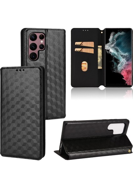 Samsung Galaxy S22 Ultra ile Uyumlu Cüzdan Hakiki Deri Darbeye Dayanıklı Tpu Kılıf Dayanıklı Flip Kitap Katlama Standı (Yurt Dışından)