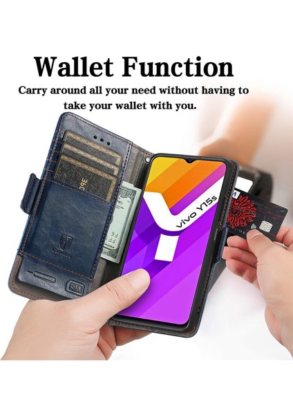 Vivo Y15S Cüzdan Kılıfı, Kart Tutuculu Pu Deri Flip Kılıf Rfıd Engelleme Kickstand Telefon Kapağı (Yurt Dışından) fiyatları