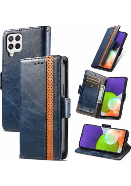Samsung Galaxy A22 4g Cüzdan Kılıfı, Kart Tutuculu Pu Deri Flip Kılıf Rfıd Engelleme Kickstand Telefon Kapağı (Yurt Dışından)
