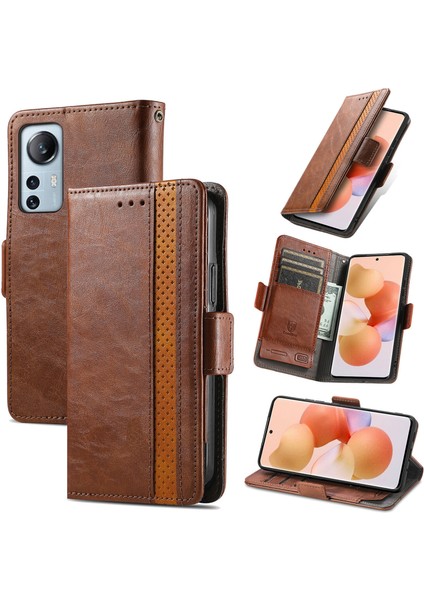 Xiaomi 12 Lite Cüzdan Kılıfı, Kart Tutuculu Pu Deri Flip Kılıf Rfıd Engelleme Kickstand Telefon Kapağı (Yurt Dışından)