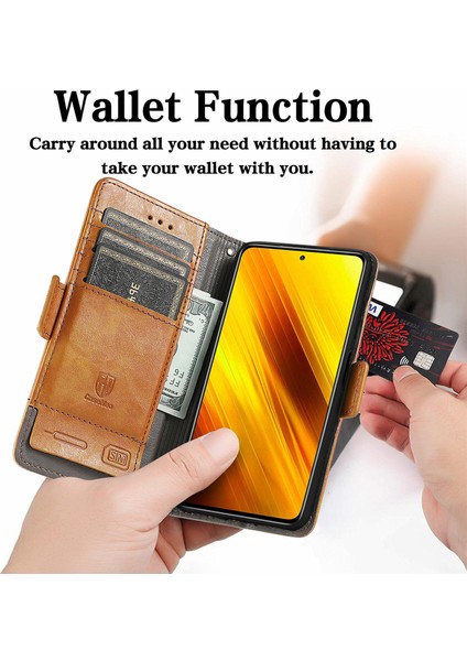 Xiaomi Poco X3 Nfc Cüzdan Kılıfı, Kart Tutuculu Pu Deri Flip Kılıf Rfıd Engelleme Kickstand Telefon Kapağı (Yurt Dışından)
