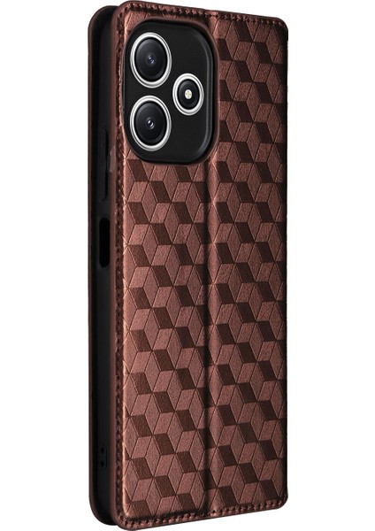 Xiaomi Mi Poco M6 Pro 5g ile Uyumlu Cüzdan Hakiki Deri Darbeye Dayanıklı Tpu Kılıf Dayanıklı Flip Kitap Katlama Standı (Yurt Dışından)