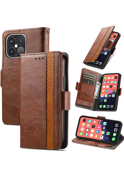 Apple iPhone 13 Pro Max Cüzdan Kılıfı, Kart Tutuculu Pu Deri Flip Kılıf Rfıd Engelleme Kickstand Telefon Kapağı (Yurt Dışından)