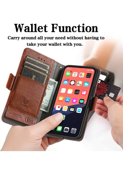 Apple iPhone 13 Pro Max Cüzdan Kılıfı, Kart Tutuculu Pu Deri Flip Kılıf Rfıd Engelleme Kickstand Telefon Kapağı (Yurt Dışından)