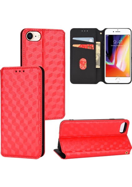 Apple iPhone 7/8/se2/se3 ile Uyumlu Cüzdan Hakiki Deri Darbeye Dayanıklı Tpu Kılıf Dayanıklı Flip Kitap Katlama Standı (Yurt Dışından)