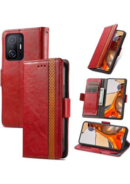 Xiaomi 11T/11T Pro Cüzdan Kılıfı, Kart Tutuculu Pu Deri Flip Kılıf Rfıd Engelleme Kickstand Telefon Kapağı (Yurt Dışından)