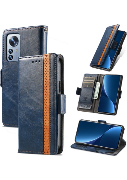 Xiaomi 12 Pro Cüzdan Kılıfı, Kart Tutuculu Pu Deri Flip Kılıf Rfıd Engelleme Kickstand Telefon Kapağı (Yurt Dışından)