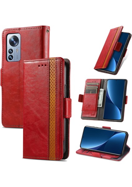 Xiaomi 12 Pro Cüzdan Kılıfı, Kart Tutuculu Pu Deri Flip Kılıf Rfıd Engelleme Kickstand Telefon Kapağı (Yurt Dışından)