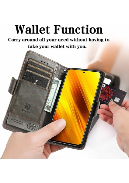 Xiaomi Poco X3 Nfc Cüzdan Kılıfı, Kart Tutuculu Pu Deri Flip Kılıf Rfıd Engelleme Kickstand Telefon Kapağı (Yurt Dışından)