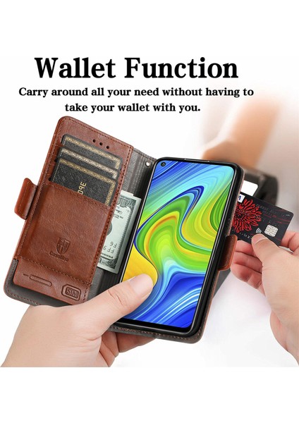 Redmi Note 9 4g Cüzdan Kılıfı, Kart Tutuculu Pu Deri Flip Kılıf Rfıd Engelleme Kickstand Telefon Kapağı (Yurt Dışından)