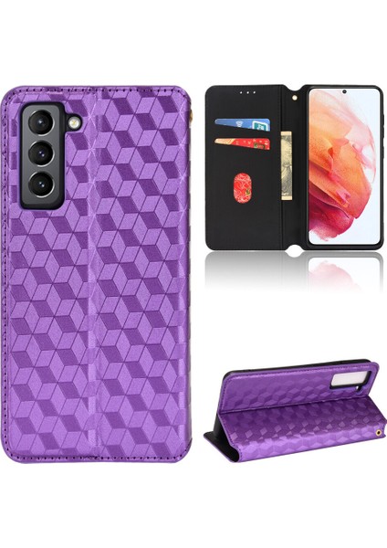 Samsung Galaxy S21 ile Uyumlu Cüzdan Hakiki Deri Darbeye Dayanıklı Tpu Kılıf Dayanıklı Flip Kitap Katlama Standı (Yurt Dışından)