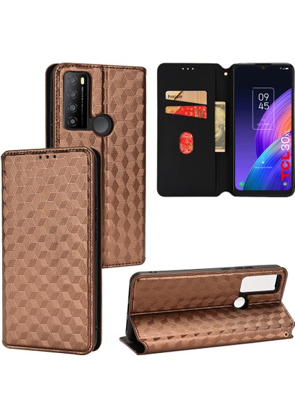 Tcl 30 Xl ile Uyumlu Cüzdan Hakiki Deri Darbeye Dayanıklı Tpu Kılıf Dayanıklı Flip Kitap Katlama Standı (Yurt Dışından)