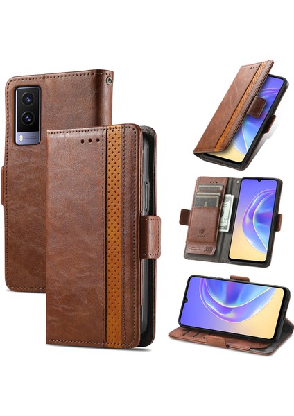 Vıvo V21E 5g Cüzdan Kılıfı, Kart Tutuculu Pu Deri Flip Kılıf Rfıd Engelleme Kickstand Telefon Kapağı (Yurt Dışından)